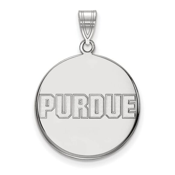 10k White Gold Purdue Large Script Disc Pendant